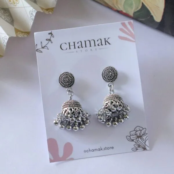 Oxidised Jhumka Earrings-D