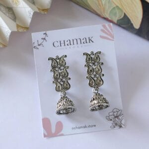 Oxidised Jhumka Earrings-C