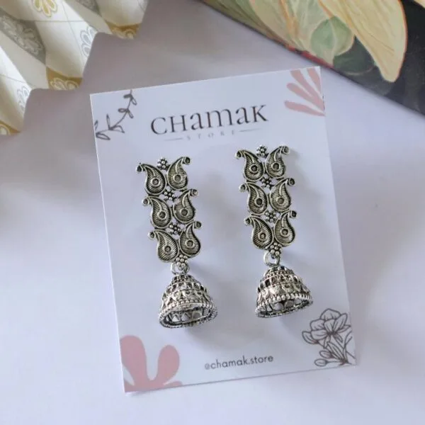 Oxidised Jhumka Earrings-C