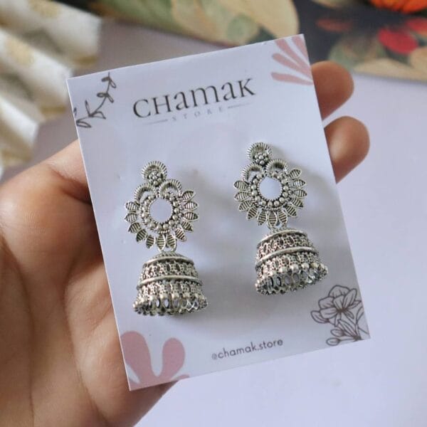 Oxidised Jhumka Earrings-B