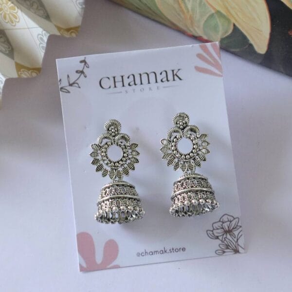 Oxidised Jhumka Earrings-B