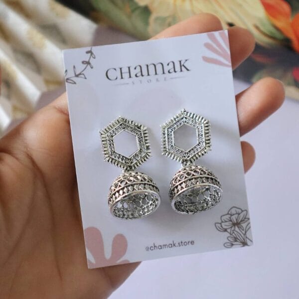 Oxidised Jhumka Earrings-A