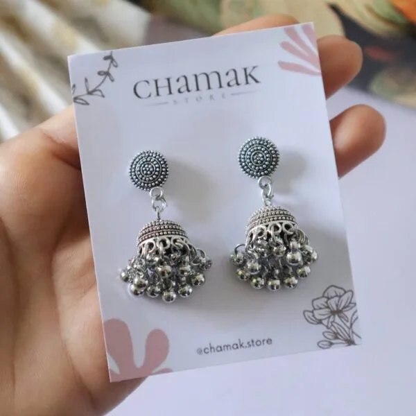 Oxidised Jhumka Earrings-D