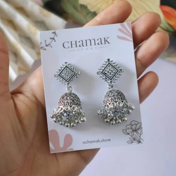 Oxidised Jhumka Earrings-E