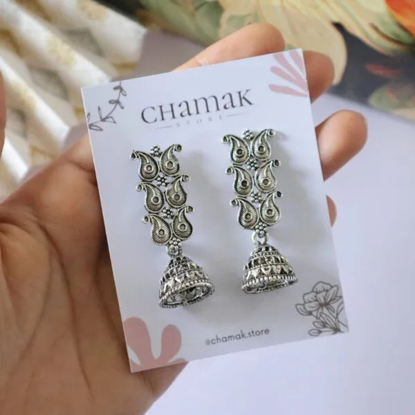 Oxidised Jhumka Earrings-C