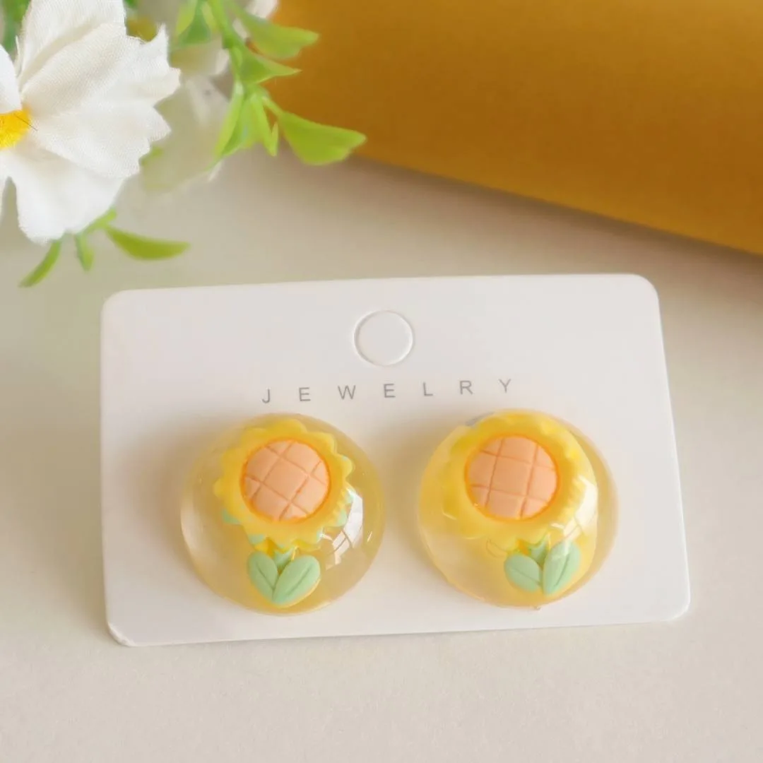 Sunflower Earrings For Women – Handmade Resin Dangle Earrings, Boho Gift Idea