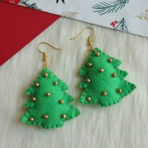 Christmas Tree Drop Earrings- Handmade Felt Earrings