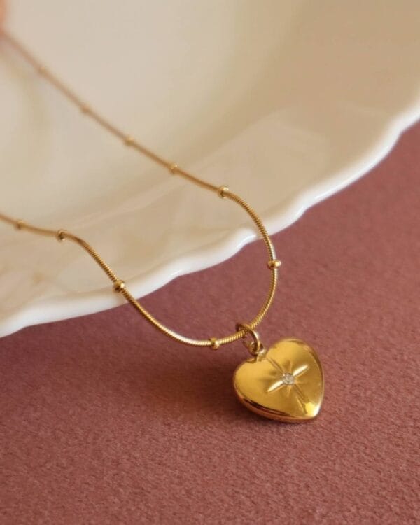 Gold-Plated Heart Pendant Necklace