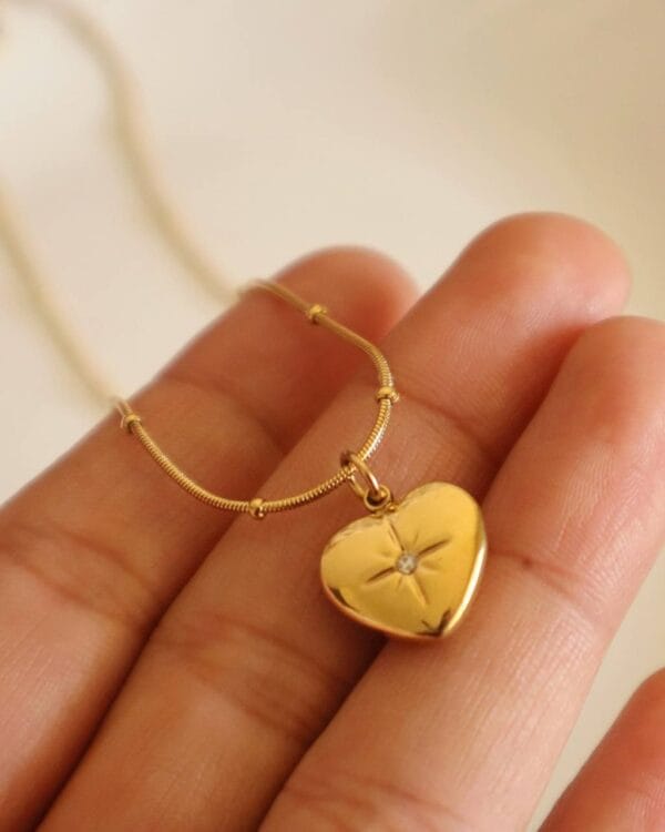 Gold-Plated Heart Pendant Necklace