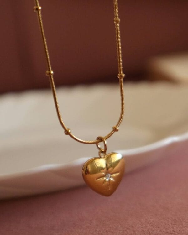 Gold-Plated Heart Pendant Necklace