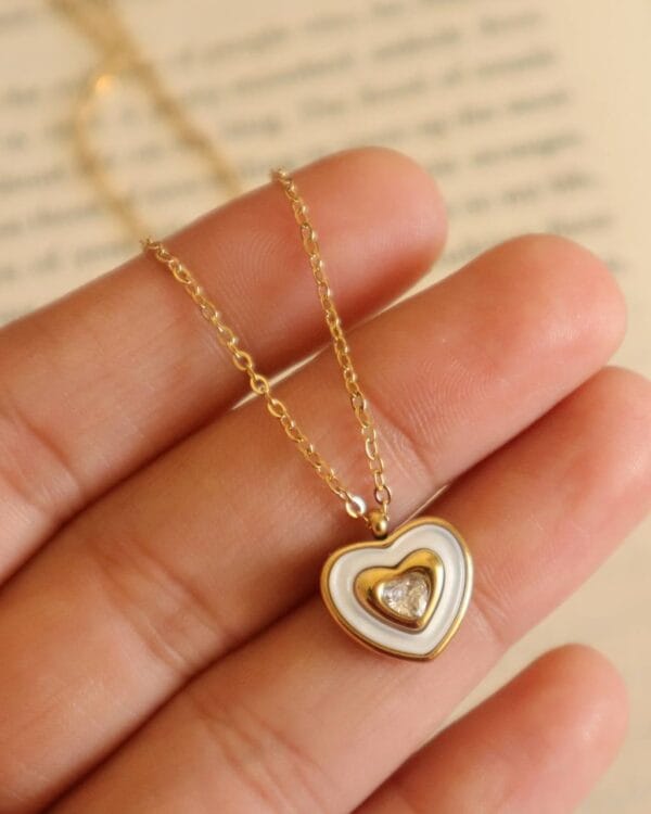 White Heart Pendant Necklace