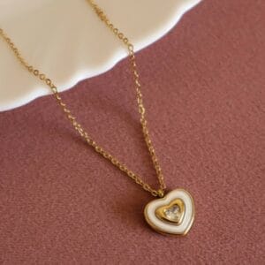 White Heart Pendant Necklace