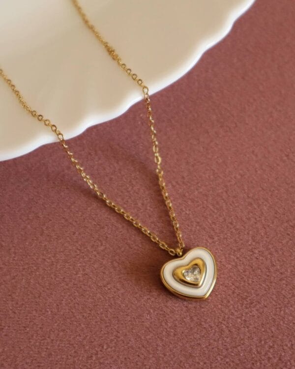 White Heart Pendant Necklace