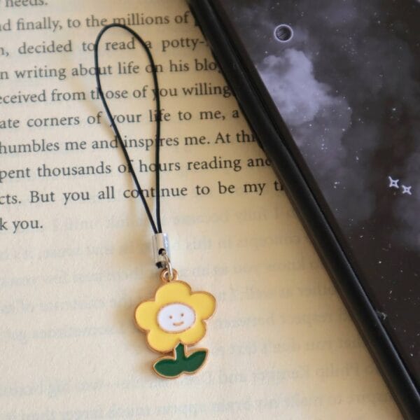Yellow Smiley Flower Phone Charm