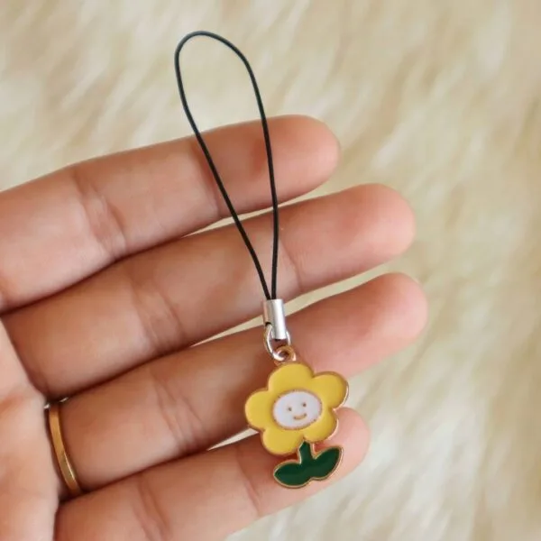 Yellow Smiley Flower Phone Charm