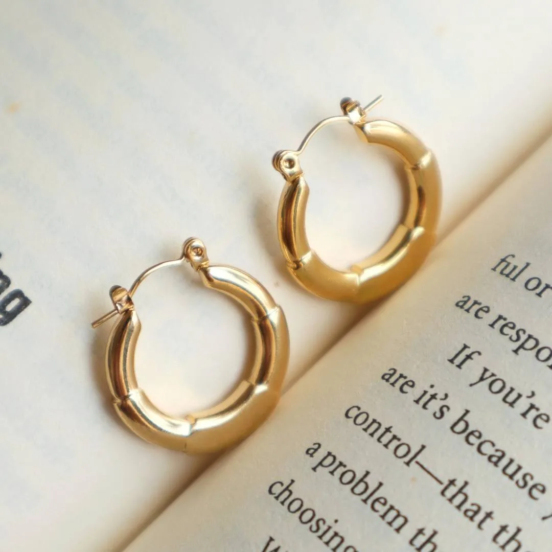 Stainless Steel Round Hoop Earrings ( Anti-Tarnish )