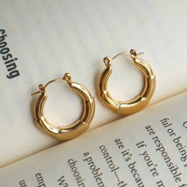 Stainless Steel Round Hoop Earrings ( Anti-Tarnish )