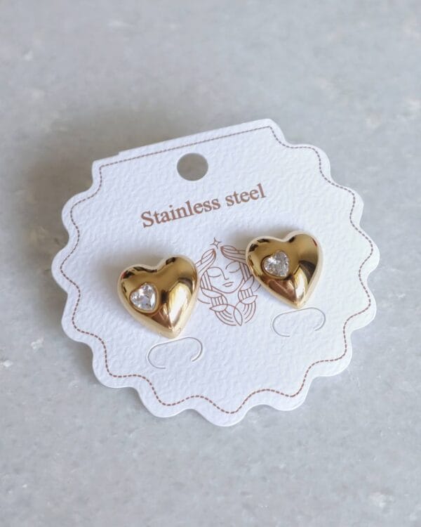 Love Heart Stud Earrings (Stainless Steel)