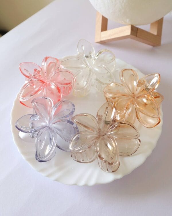 Transparent Flower Claw Clips