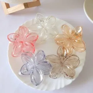 Transparent Flower Claw Clips