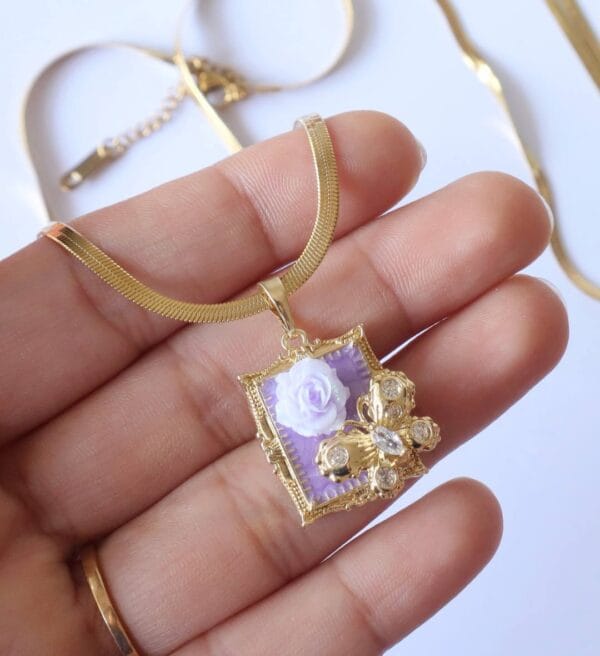 Lilac Whisper Rose Necklace