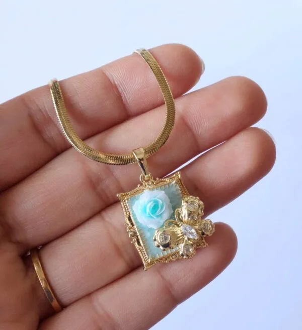 Frozen Garden Rose Necklace