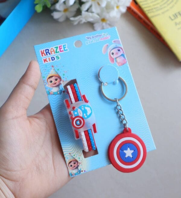 Captain America LED Wrist Band & Keychain Combo