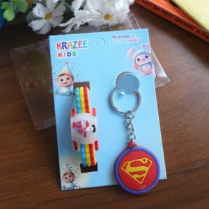Superman LED Light Rakhi With Keychain For Boys