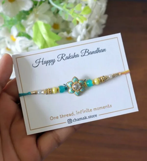 Multicolor Floral Rakhi with Crystal Center