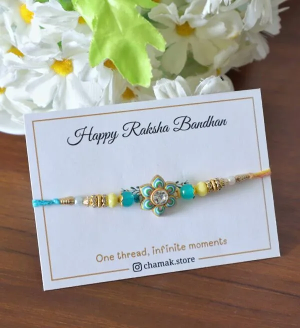Multicolor Floral Rakhi with Crystal Center