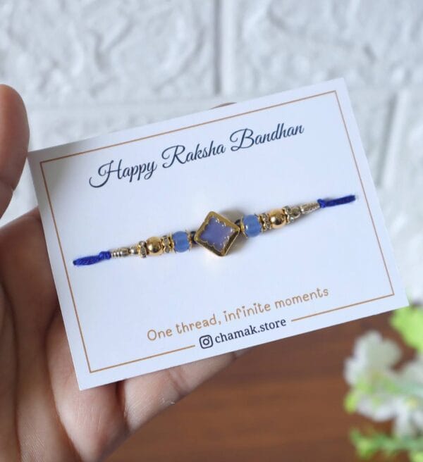 Elegant Blue Stone Rakhi