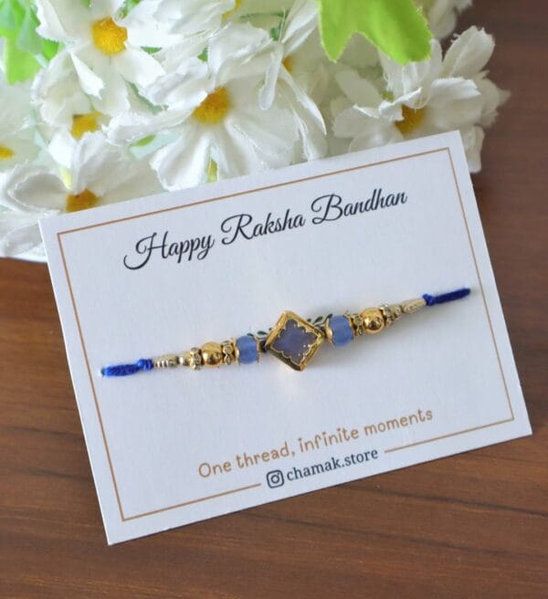 Elegant Blue Stone Rakhi