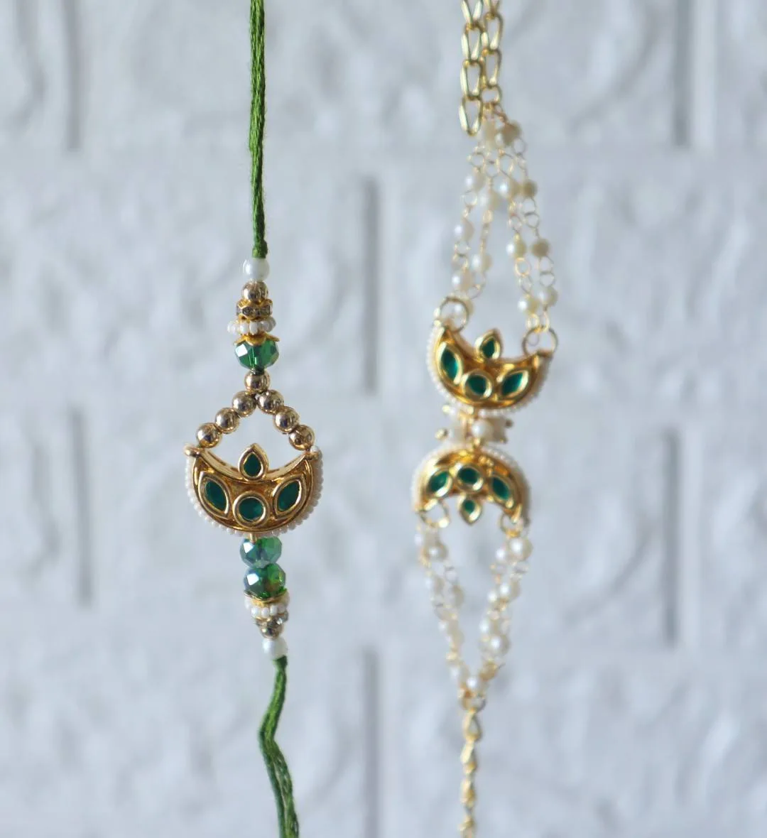 Royal Green Meenakari Bhaiya-Bhabhi Rakhi Set