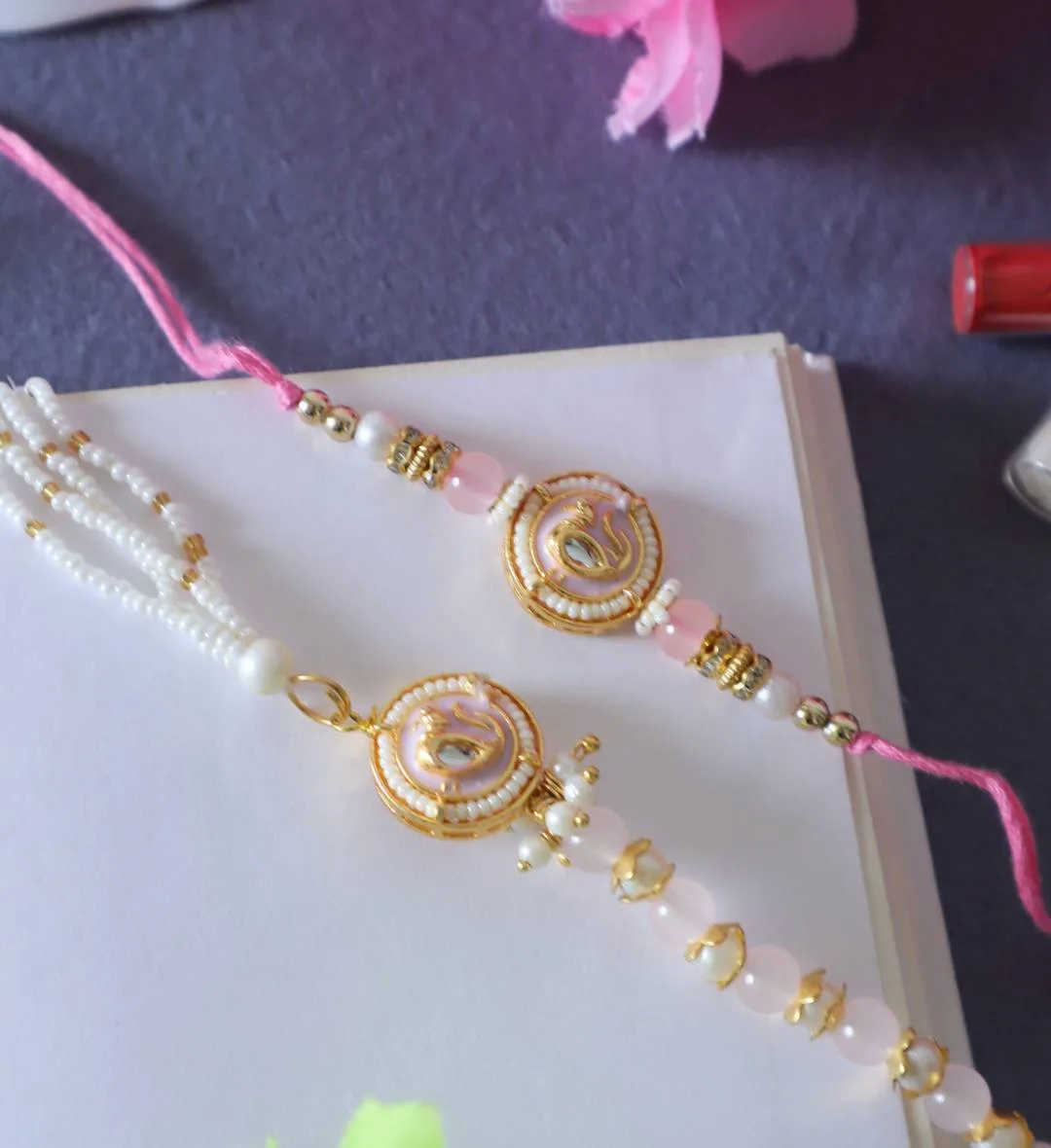 Royal Meenakari Rakhi Set (Pink)