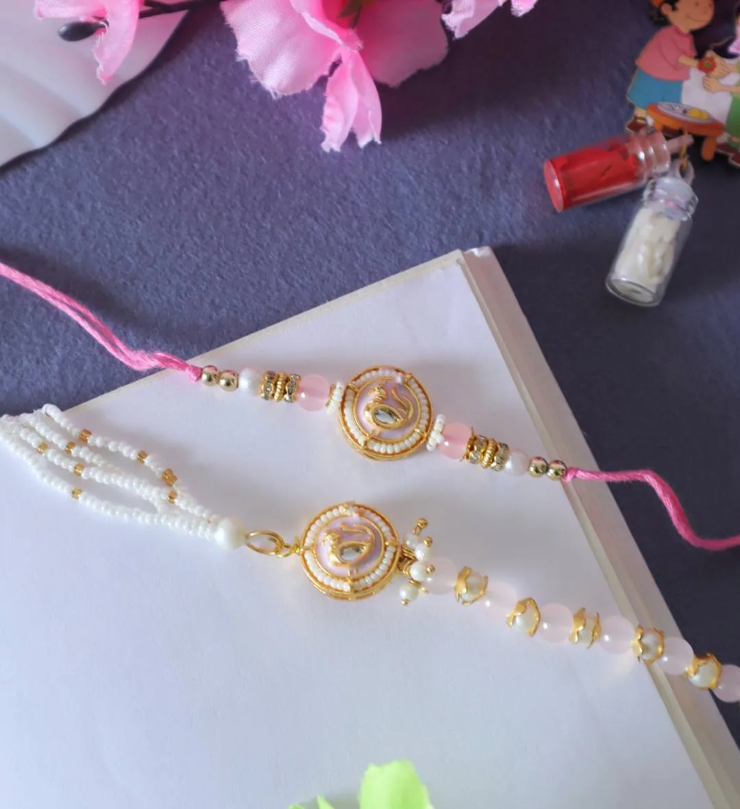 Royal Meenakari Rakhi Set (Pink)