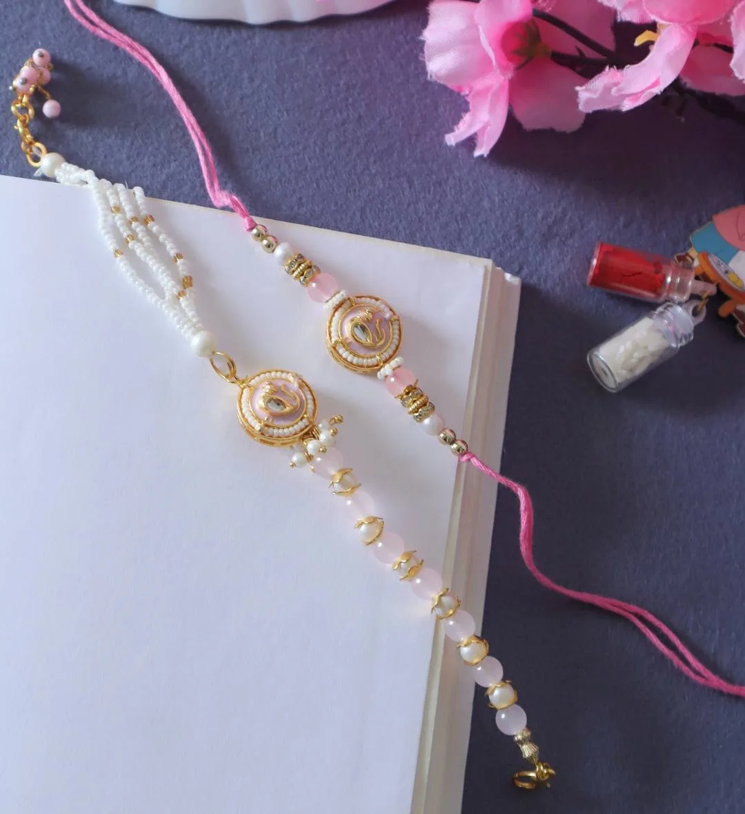 Royal Meenakari Rakhi Set (Pink)