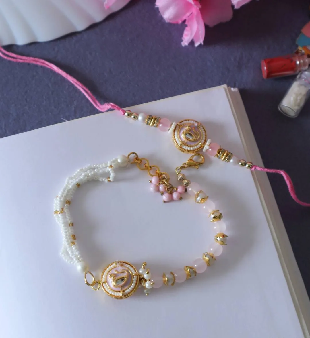 Royal Meenakari Rakhi Set (Pink)