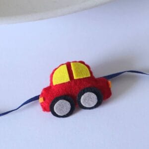 Handmade Red Car Rakhi for Little Brother