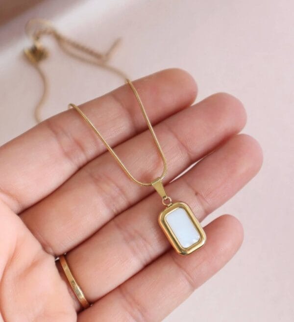 Classic White Stone Pendant Necklace