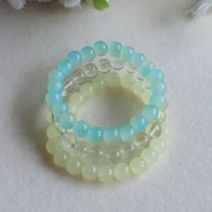 Pastel Blue & Yellow Beaded Bracelet Set