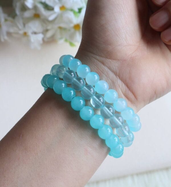 Aqua Blue Beaded Bracelet Set