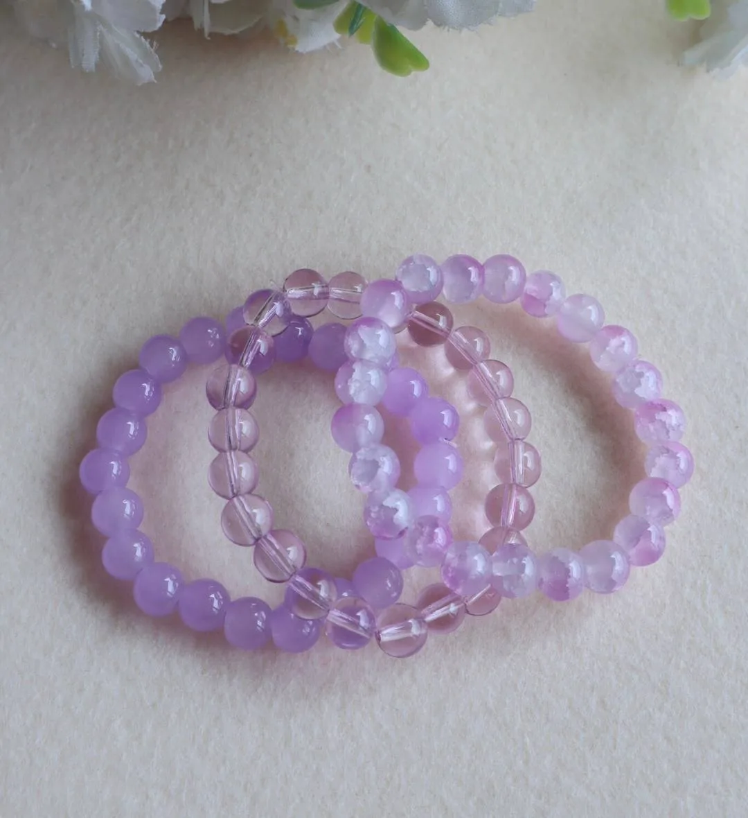 Lavender Glow Beaded Bracelet Set