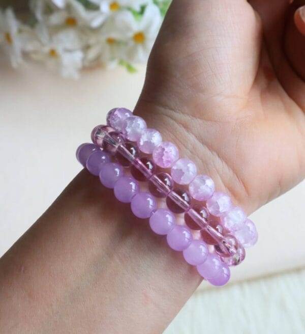 Lavender Glow Beaded Bracelet Set