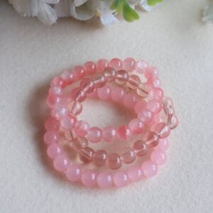 Blush Pink Beaded Bracelet Set