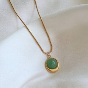 Round Green Jade-Style Pendant