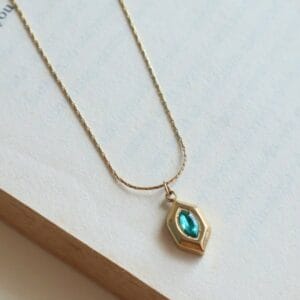 Hexagon Blue-Green Stone Pendant