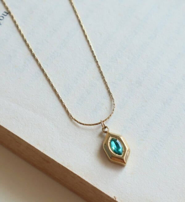 Hexagon Blue-Green Stone Pendant
