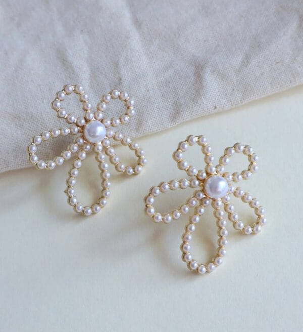 Pearl Flower Statement Earrings