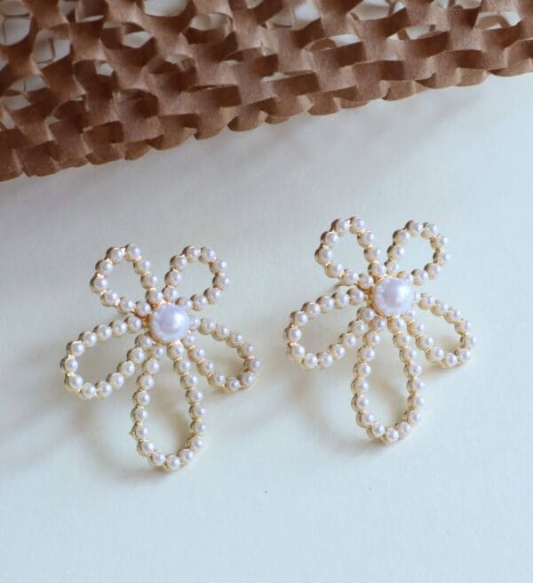 Pearl Flower Statement Earrings