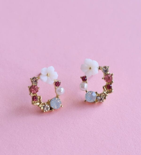 Korean Floral Pearl Earrings